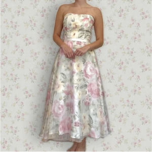Scott McClintock Strapless Floral Dress - Pink and Cream